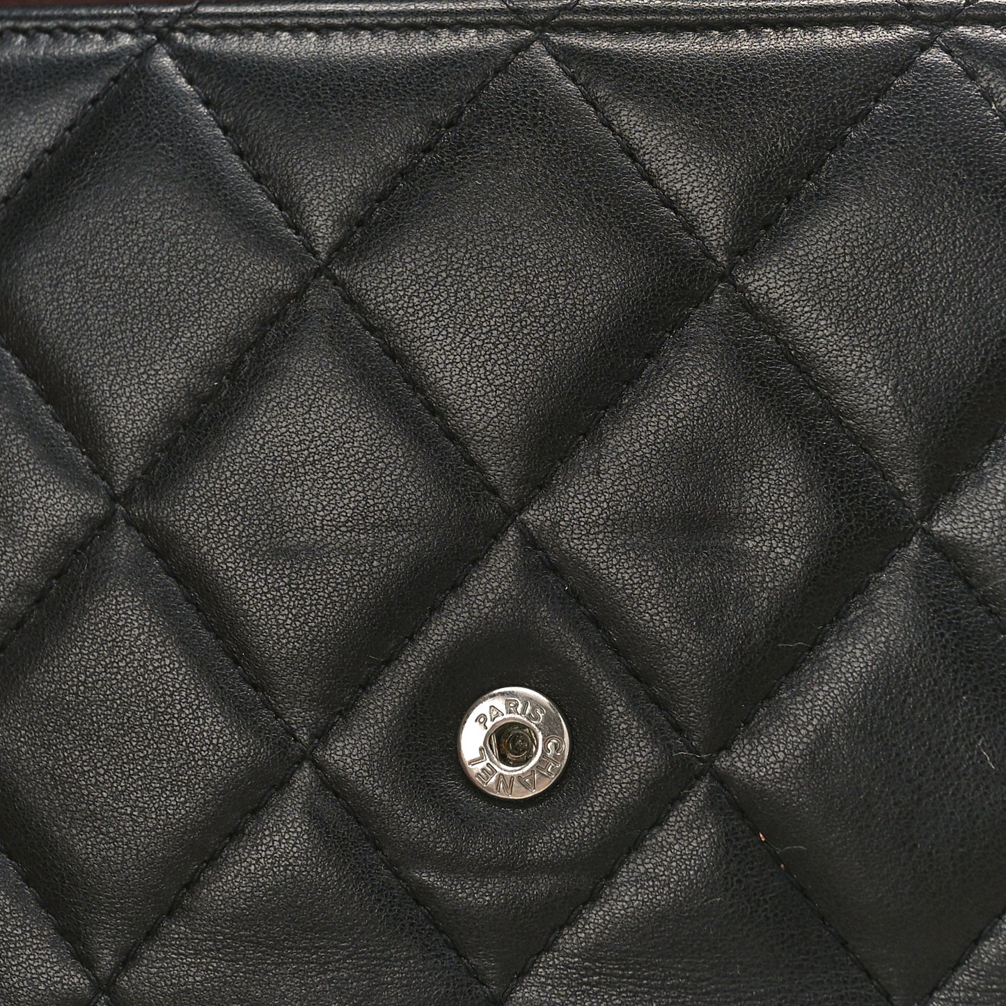 Lambskin Quilted Large Flap Wallet Black