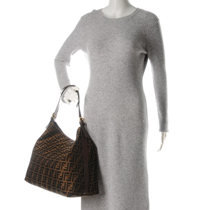 Fendi Zucca Vitello Artic Large Hobo Tobacco Castagna 2 of 7