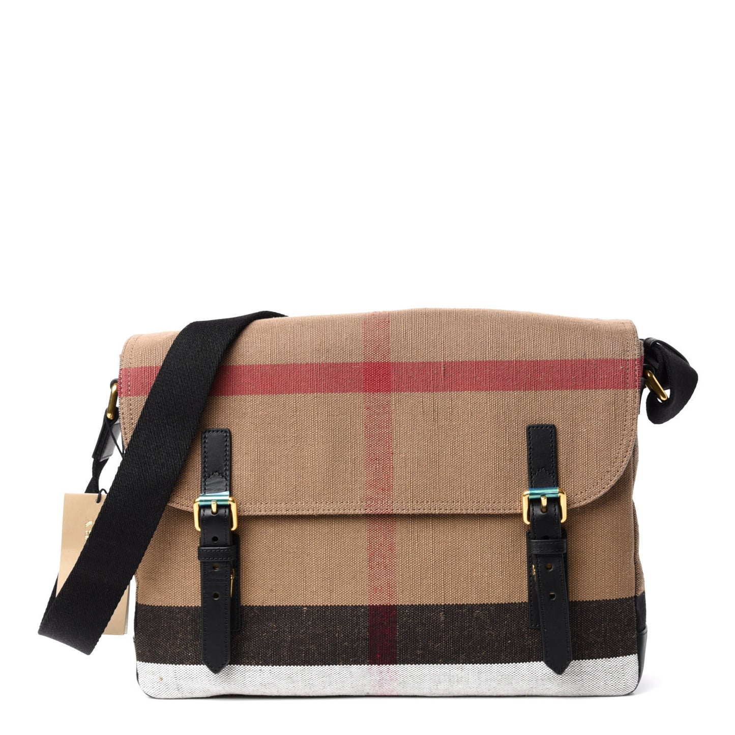 Canvas Mega Check Large Baildon Messenger Bag Black