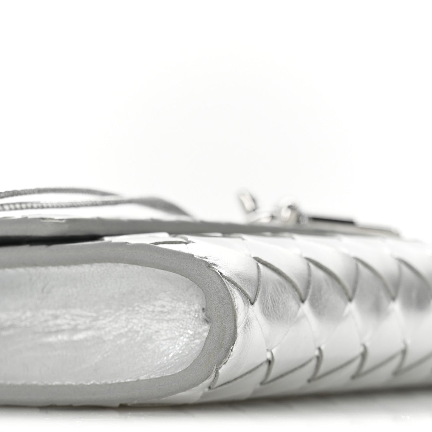 Metallic Nappa Intrecciato Long Andiamo Top Handle Silver