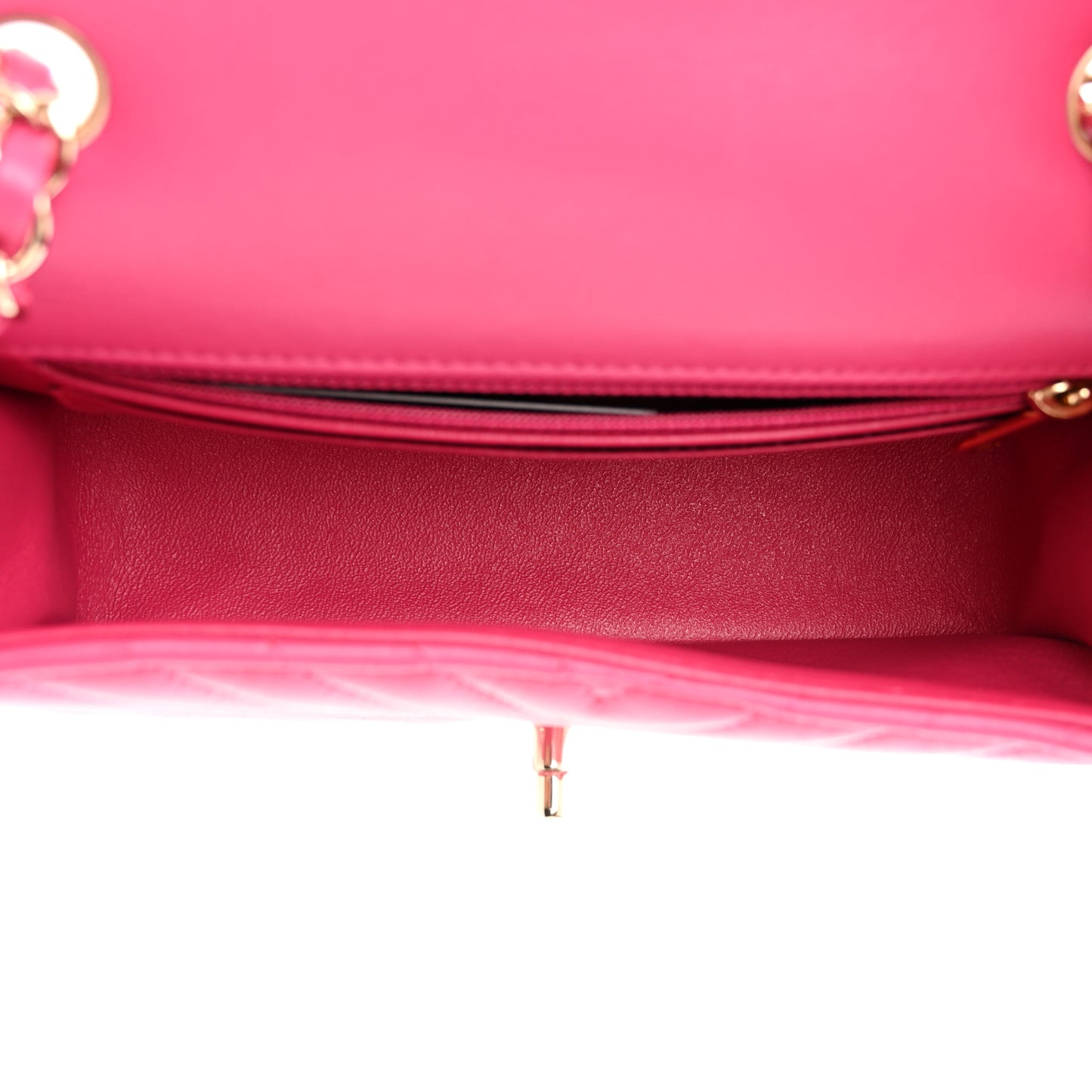 Lambskin Chevron Quilted Mini Rectangular Flap Fuchsia