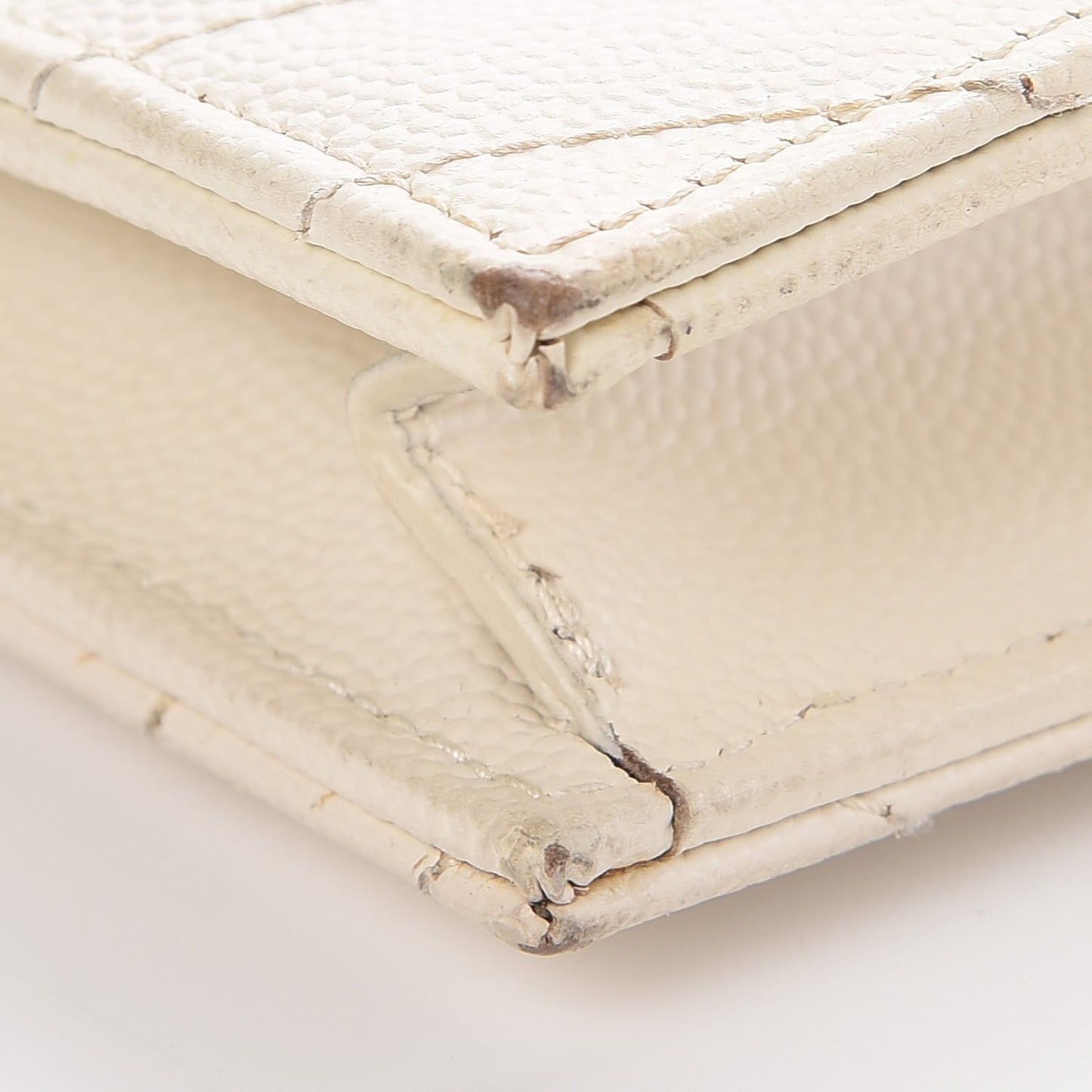 Grain De Poudre Matelasse Chevron Monogram Envelope Chain Wallet Dove White