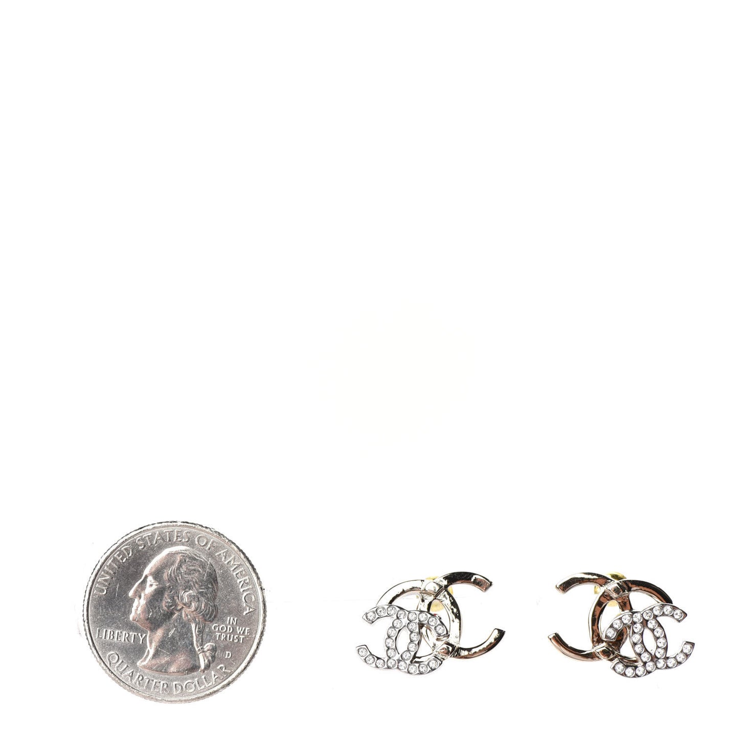Crystal Double CC Earrings Gold Silver