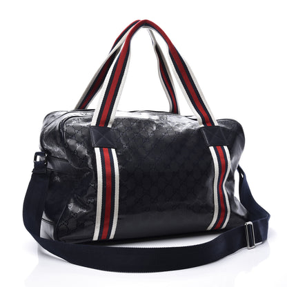 Gucci Imprime Monogram Large Web Carry On Duffle Bag Blue 2 of 10