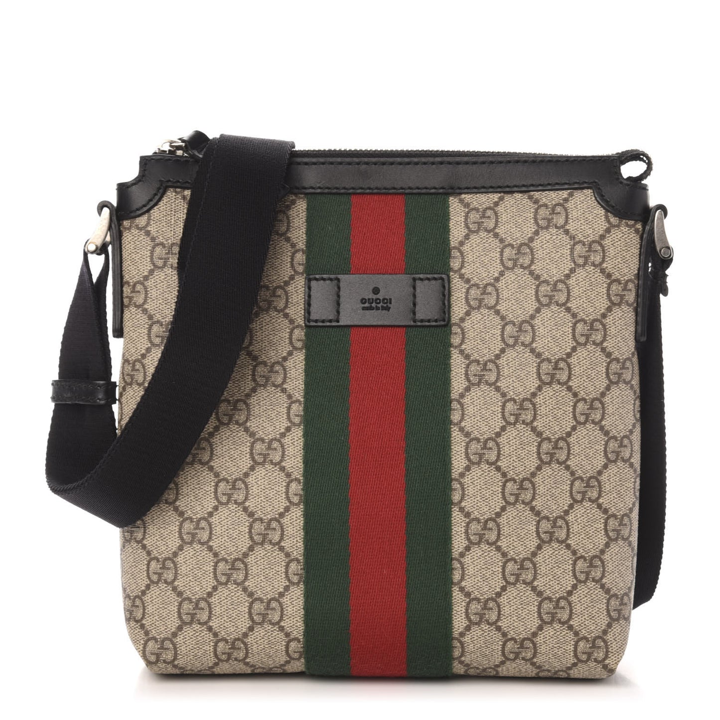GG Supreme Monogram Web Messenger Bag Black