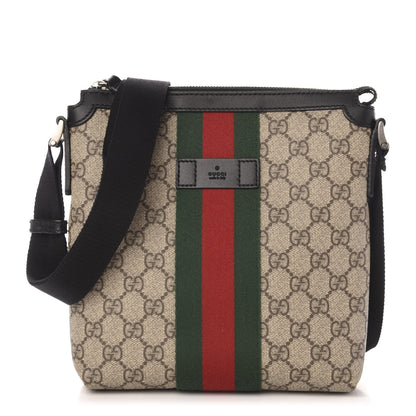 Gucci GG Supreme Monogram Web Messenger Bag Black 1 of 11