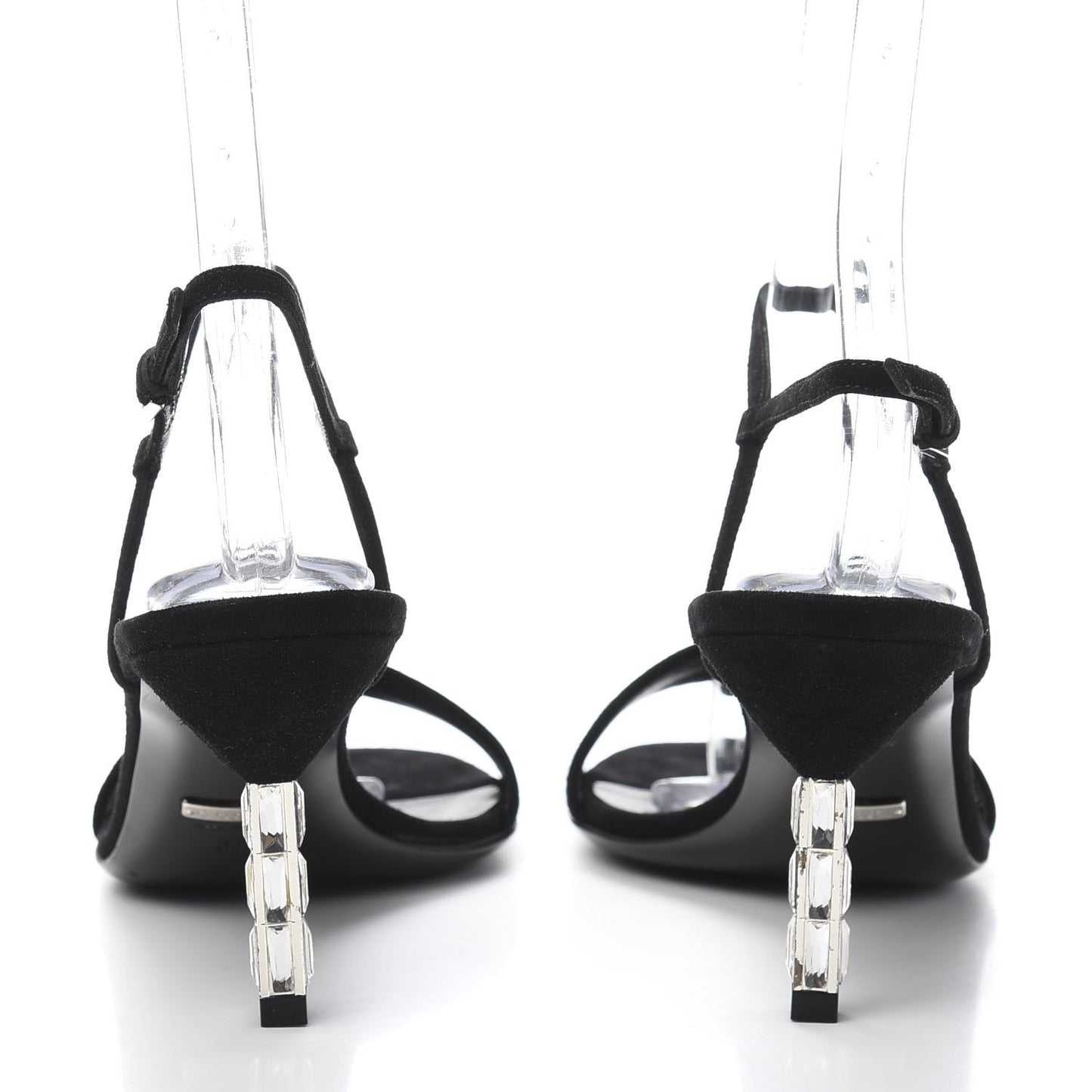 Suede Adlena Crystal Heel Sandal 37 Black