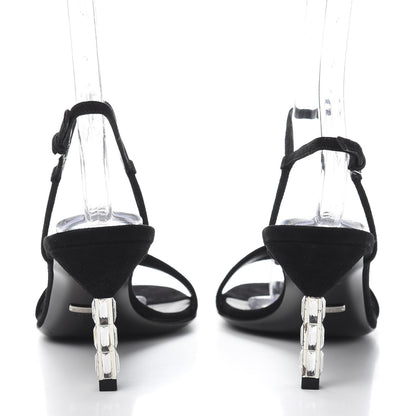 Gucci Suede Adlena Crystal Heel Sandal 37 Black 5 of 9