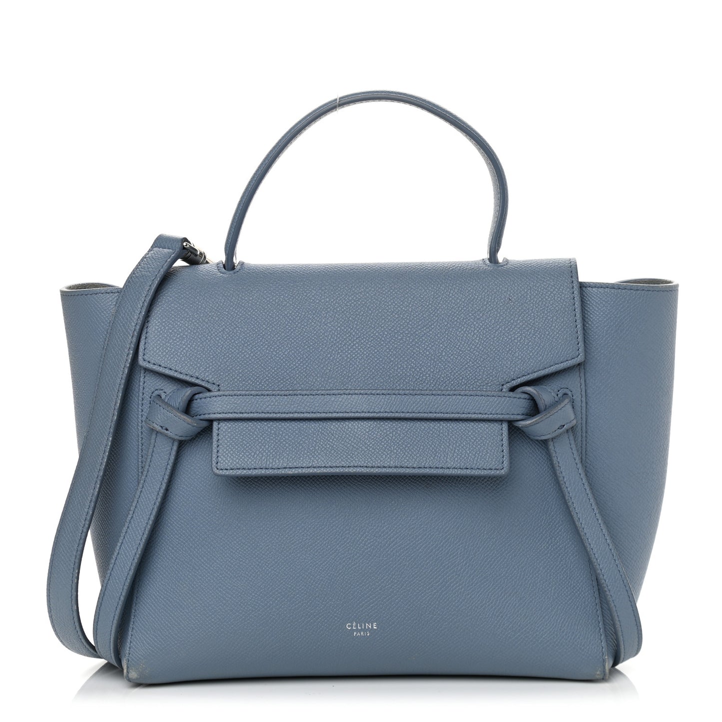 Grained Calfskin Micro Belt Bag Washed Blue