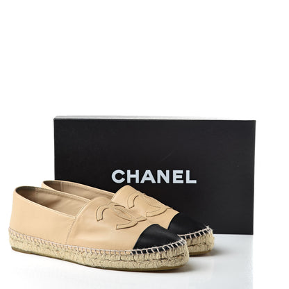 Chanel Lambskin CC Espadrilles 38 Beige Black 15 of 15