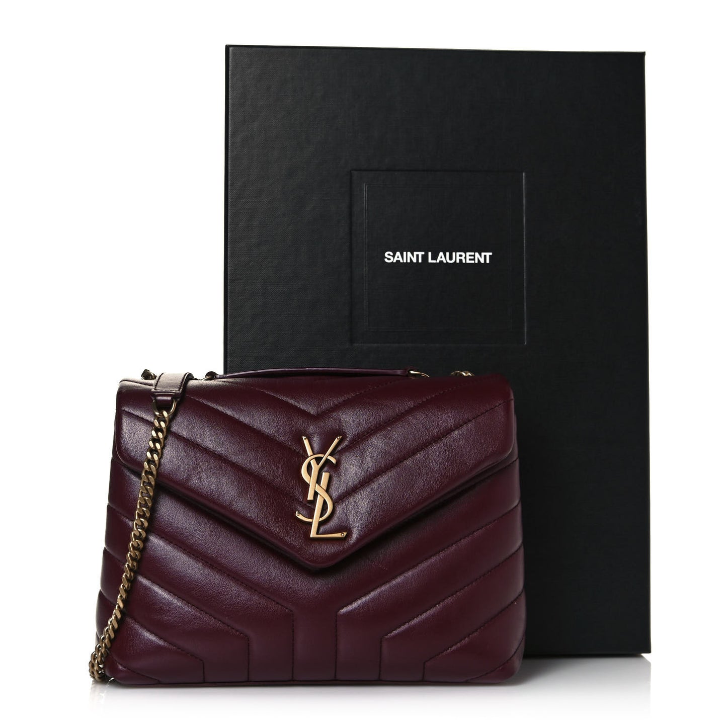 Calfskin Y Quilted Monogram Small Loulou Chain Satchel Dark Legion Red