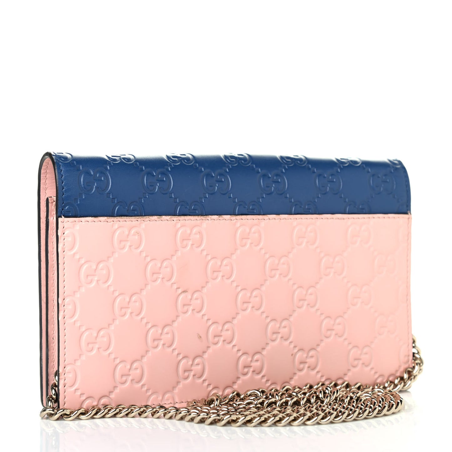 Guccissima Signature Bi-Color Bowy Chain Wallet Blue Dark Cipria