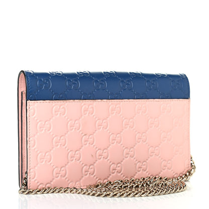 Gucci Guccissima Signature Bi-Color Bowy Chain Wallet Blue Dark Cipria 2 of 4