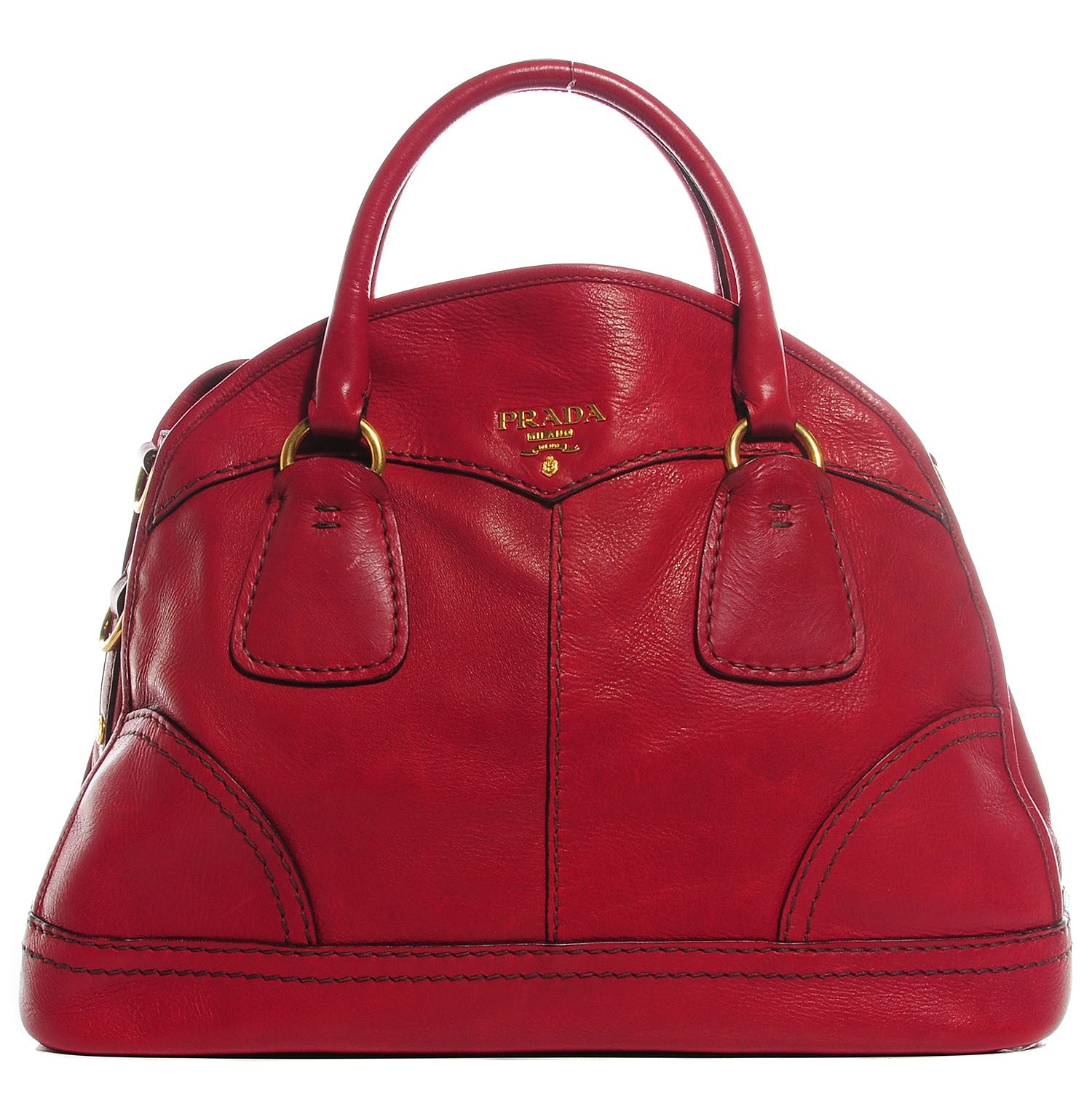 Prada Cervo Shine Dome Satchel Amaranto 1 of 11