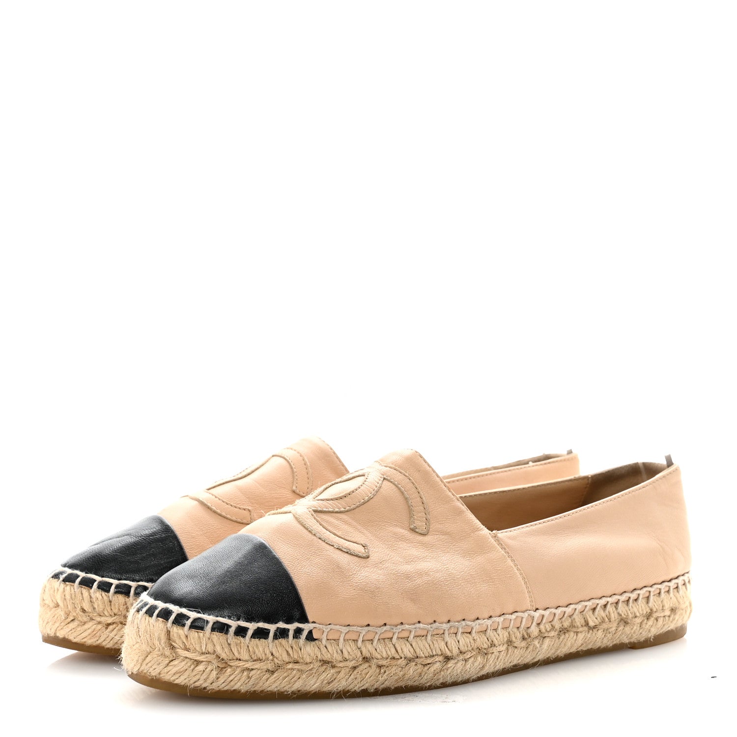 Chanel Lambskin CC Espadrilles 38 Beige Black 8 of 18