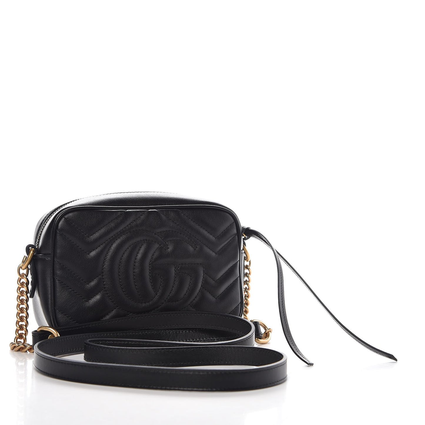 Calfskin Matelasse Mini GG Marmont Chain Shoulder Bag Black
