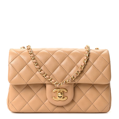 Chanel Lambskin Quilted Mini Rectangular Pearl Crush Flap Dark Beige 1 of 11