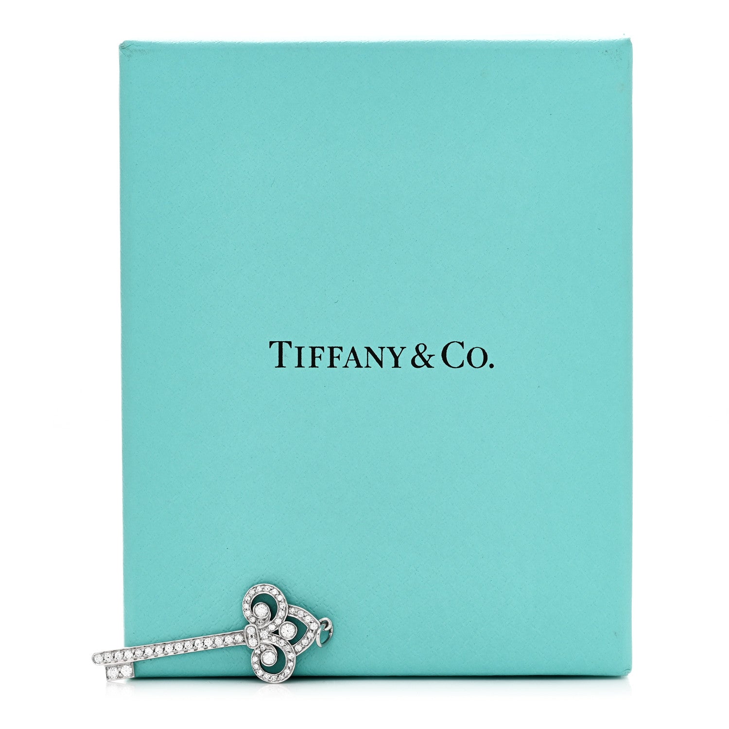 Tiffany Platinum Diamond .41ct Fleur De Lis Key Pendant 5 of 5