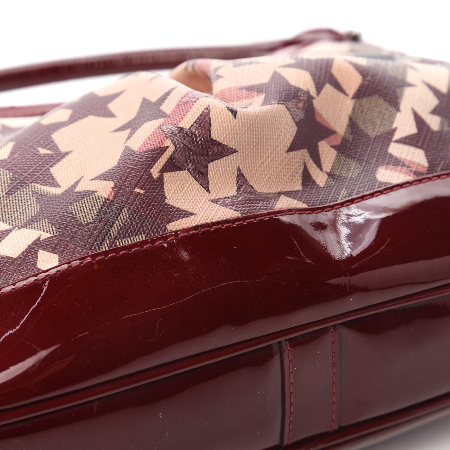 Burberry Patent Supernova Check Stars Small Hernville Hobo Berry Red 11 of 11