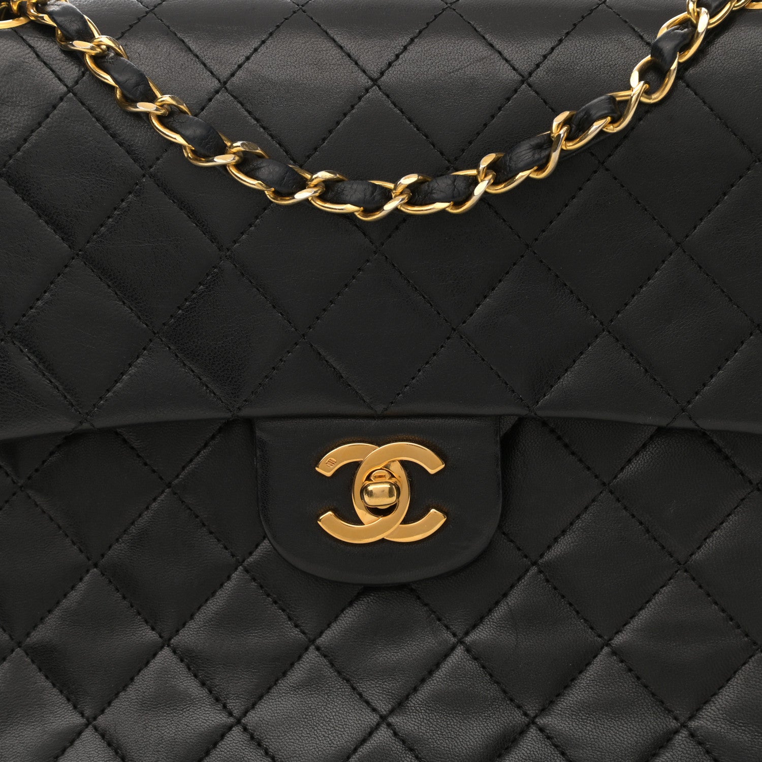 Chanel Lambskin Quilted Medium Double Flap Black 8 of 12