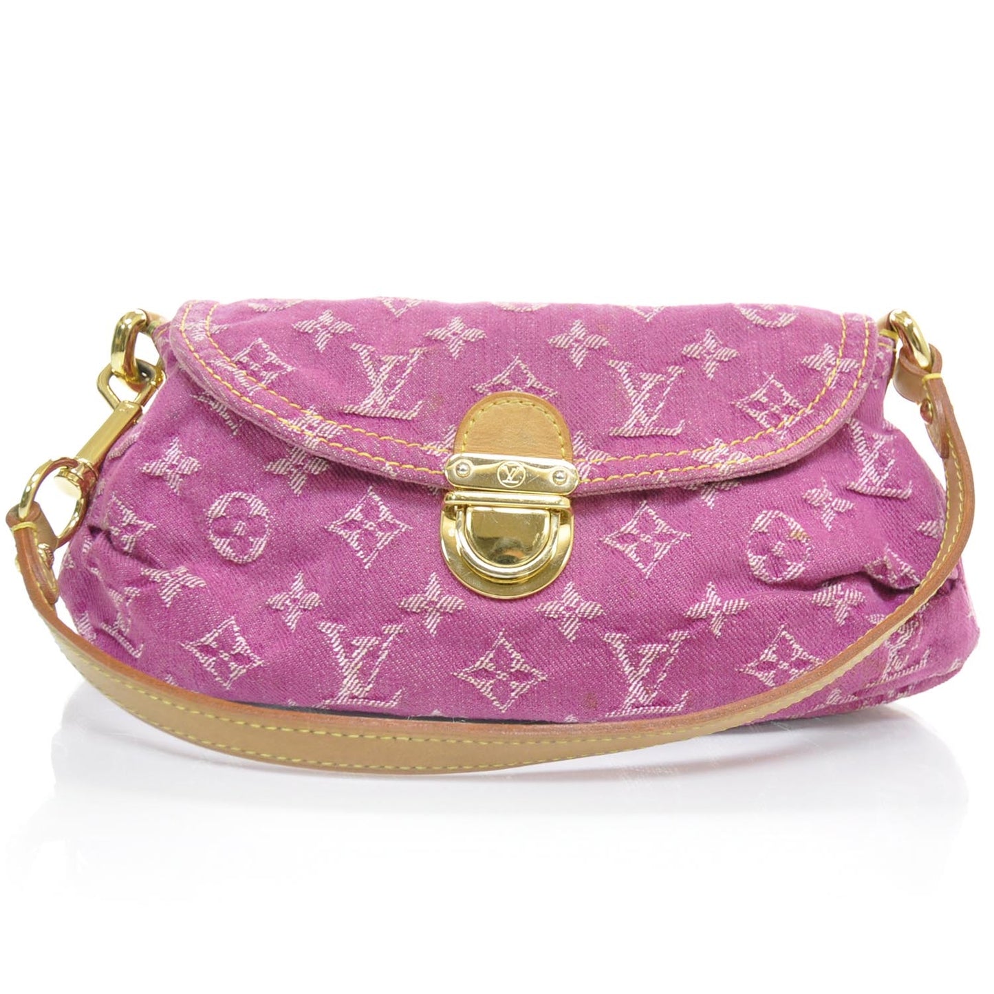 Monogram Denim Mini Pleaty Fuchsia