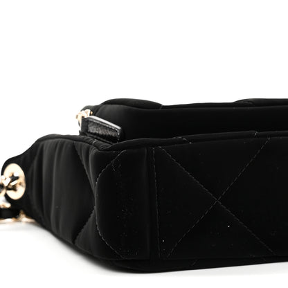 Chanel Velvet Effect Nylon Shiny Crumpled Calfskin Quilted Chanel 25 Clutch With Chain Black 9 of 10