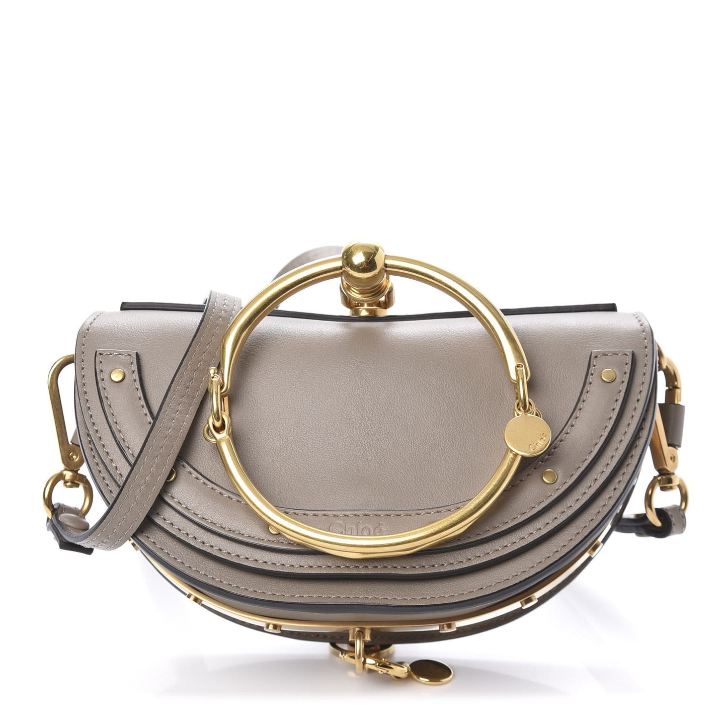 Calfskin Small Nile Bracelet Minaudiere Bag Motty Grey