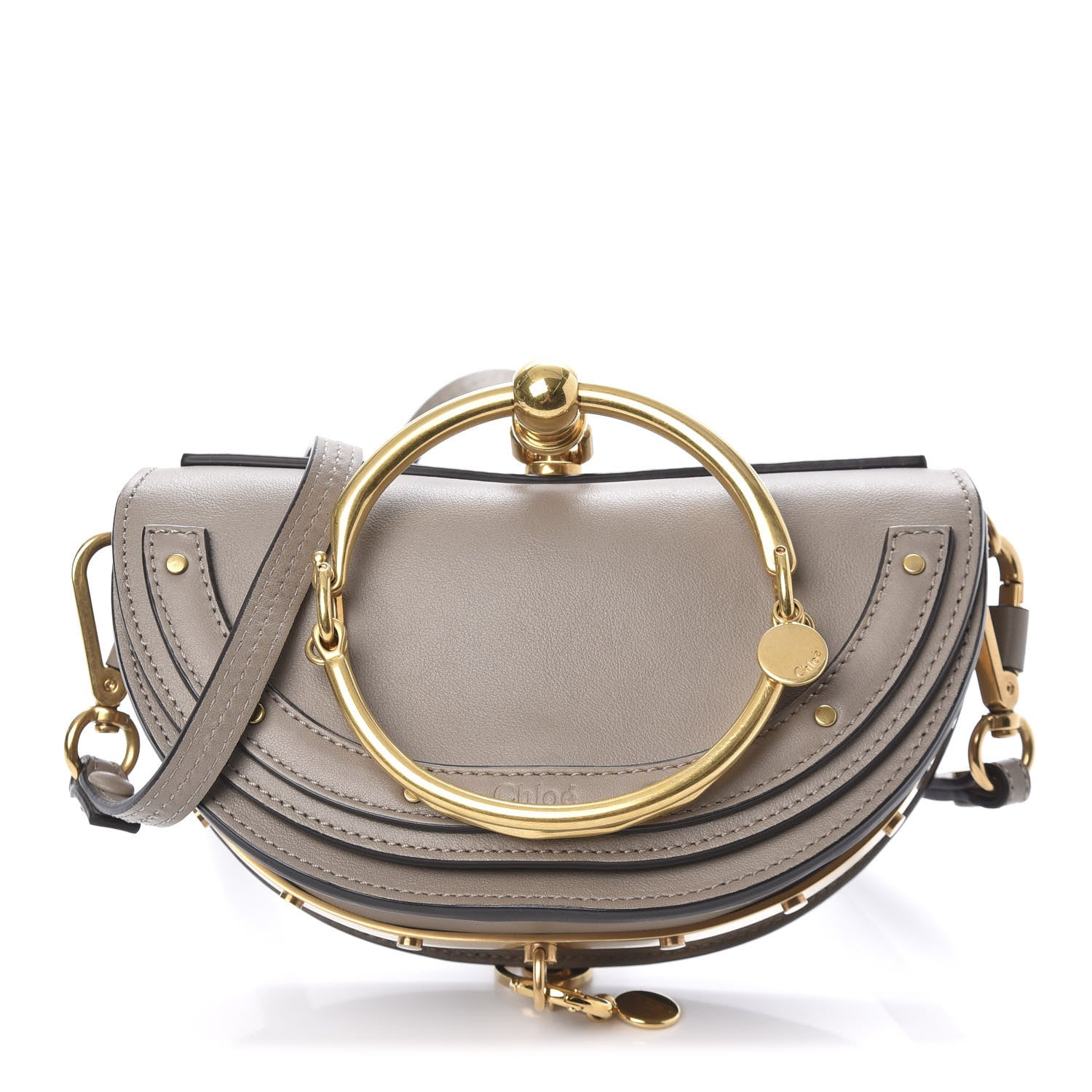 Chloe Calfskin Small Nile Bracelet Minaudiere Bag Motty Grey 1 of 10