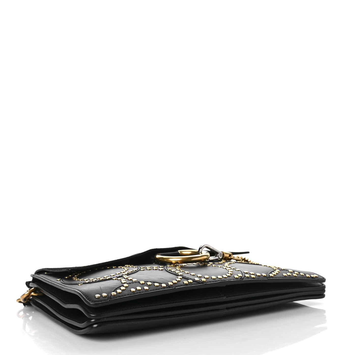 Calfskin Suede Studded Medium Faye Shoulder Bag Black