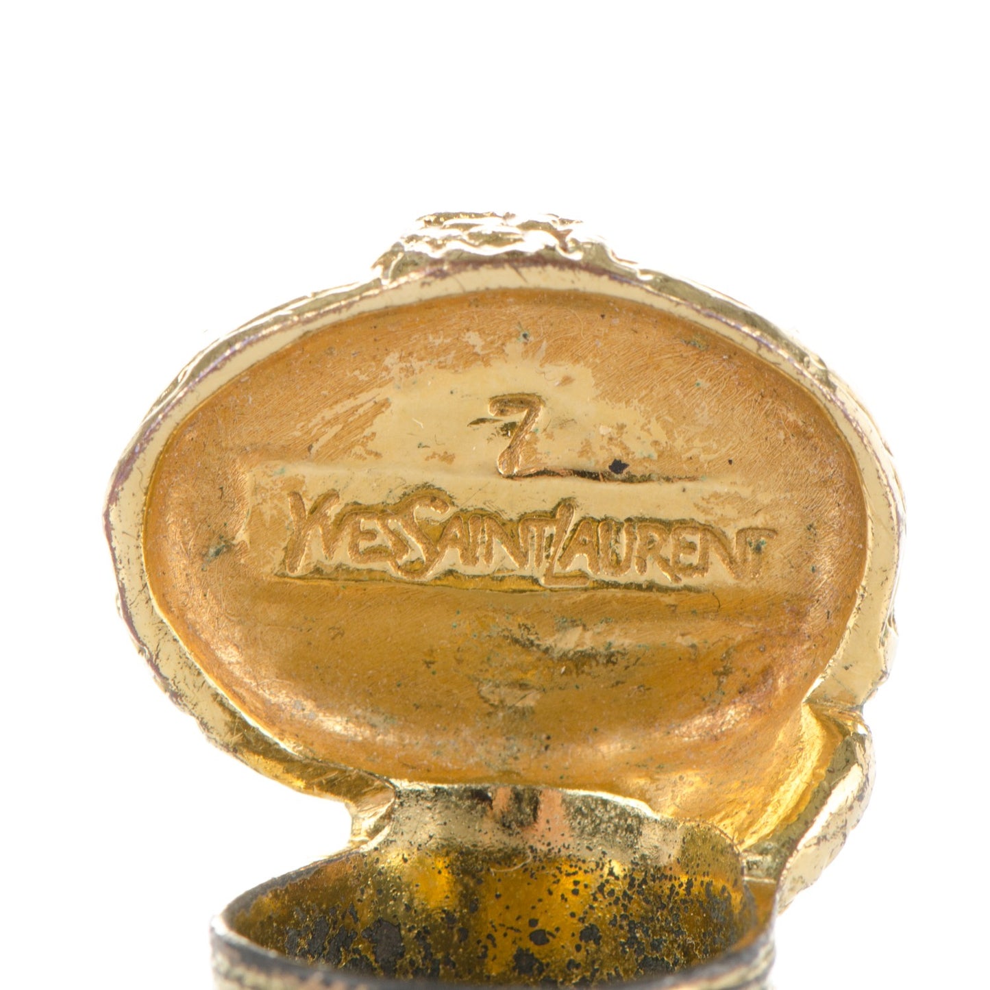 Glass Cabochon Arty Ovale Ring 7 Gold Lapis