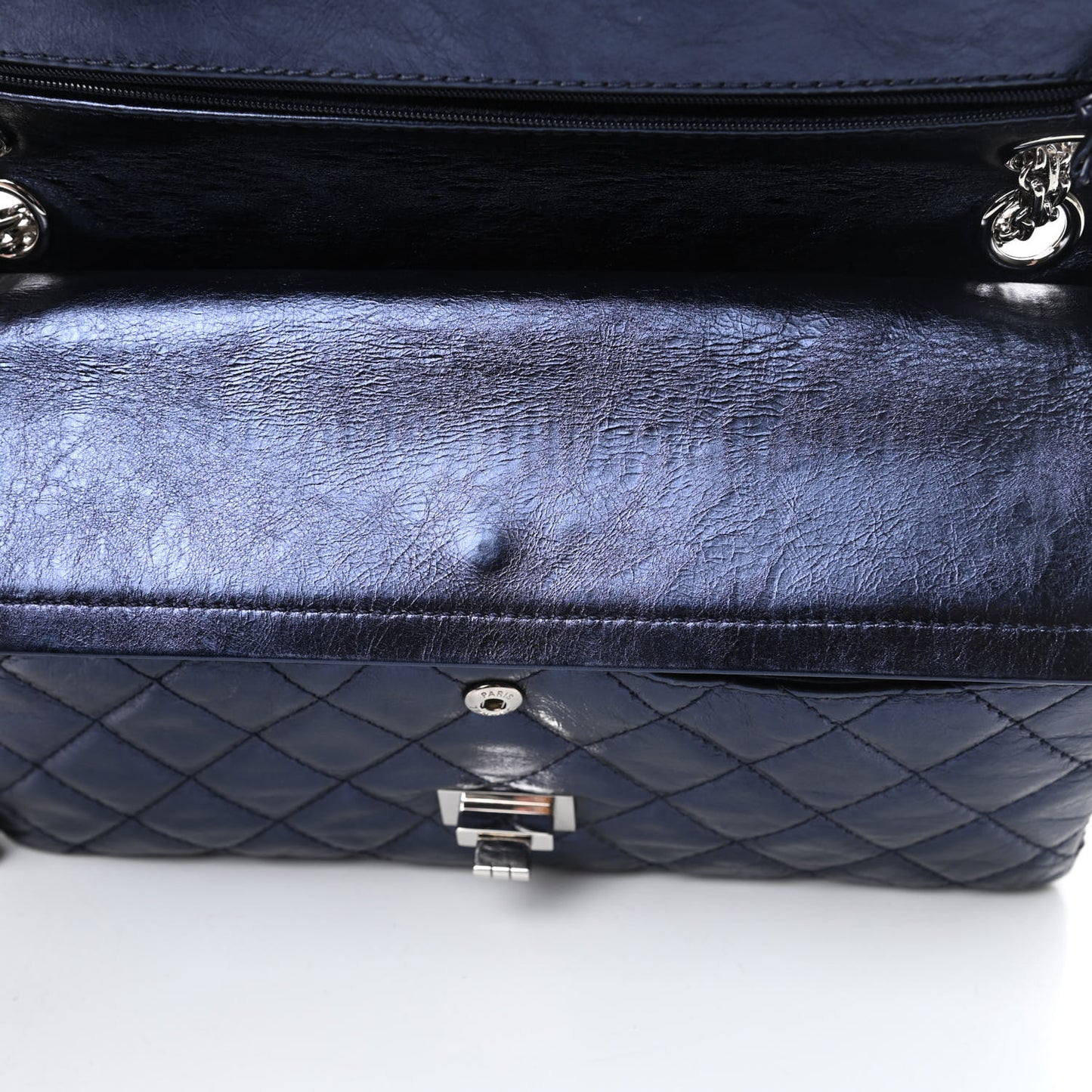 Metallic Aged Calfskin Quilted 2.55 Reissue 226 Flap Blue
