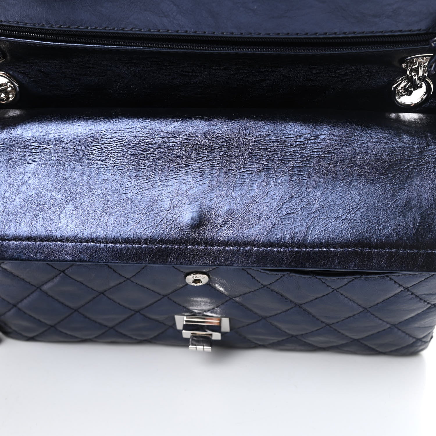 Chanel Metallic Aged Calfskin Quilted 2.55 Reissue 226 Flap Blue 11 of 14