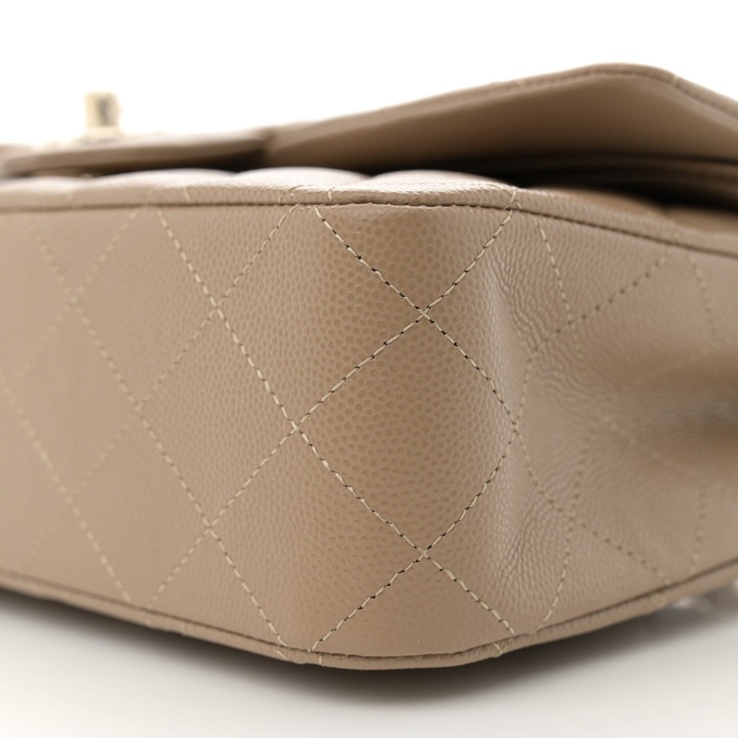 Caviar Quilted Medium Double Flap Dark Beige