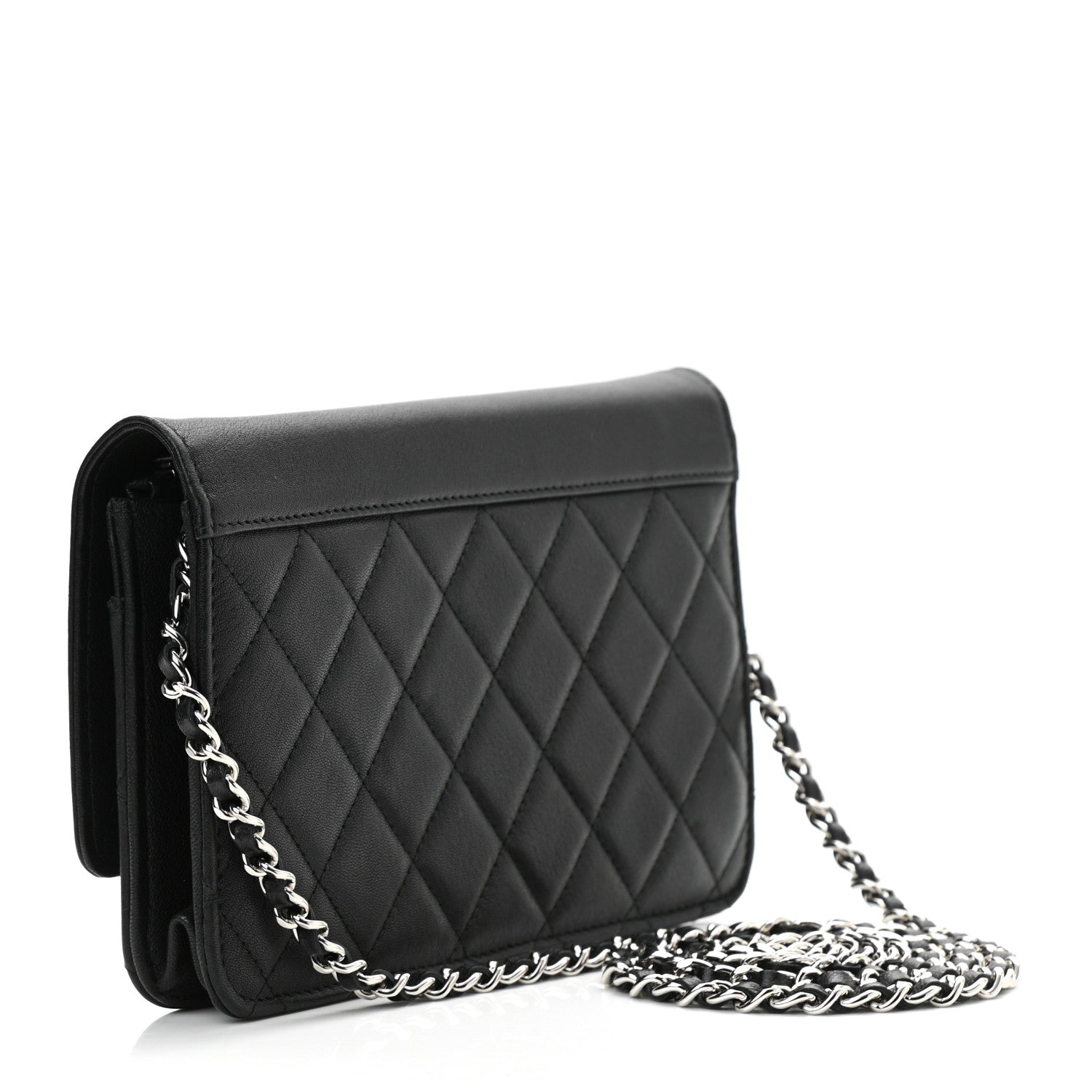 Chanel Grained Calfskin Quilted Urban Champion Wallet On Chain WOC Black 3 of 12