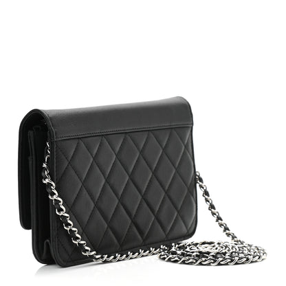 Chanel Grained Calfskin Quilted Urban Champion Wallet On Chain WOC Black 3 of 12