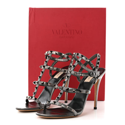 Valentino Garavani Metallic Nappa Rockstud Gladiator 105mm Sandals 40.5 Gray 10 of 10