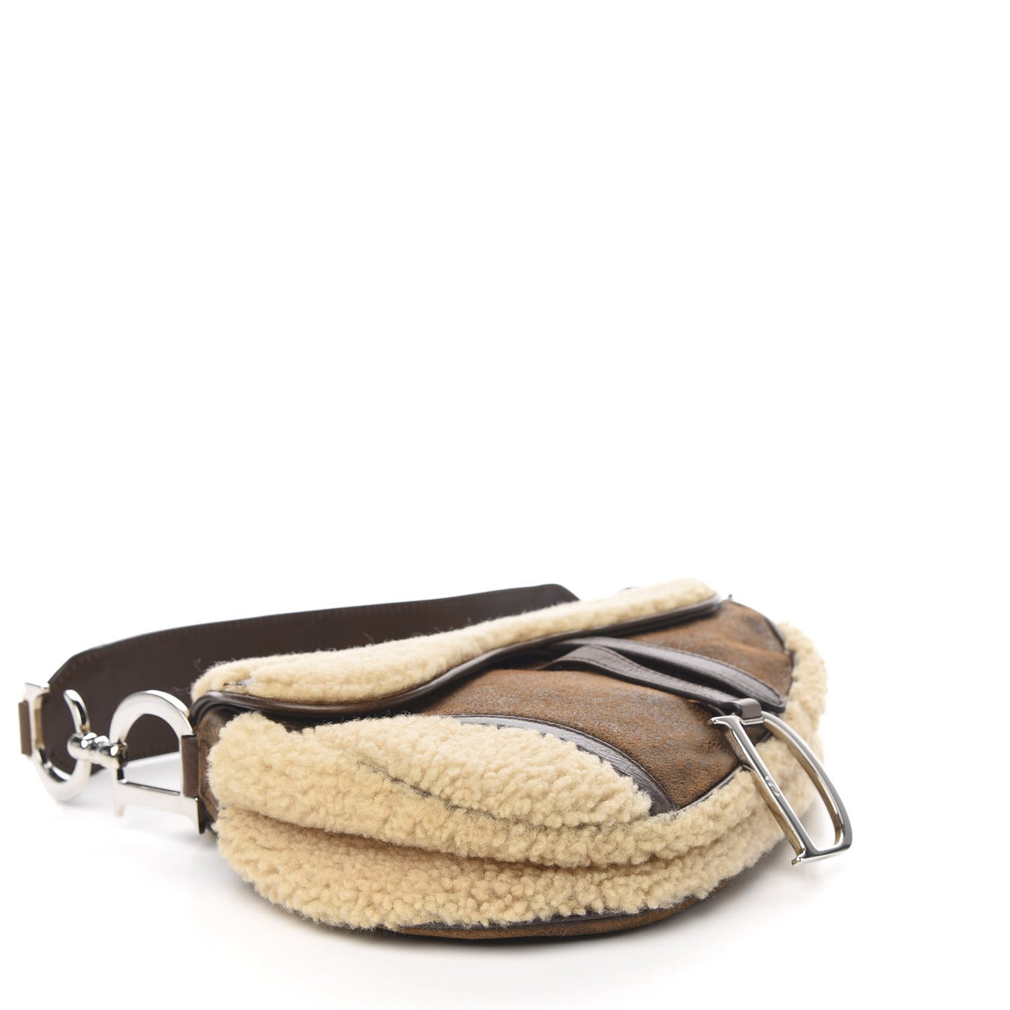 Shearling Flight Saddle Bag Brown