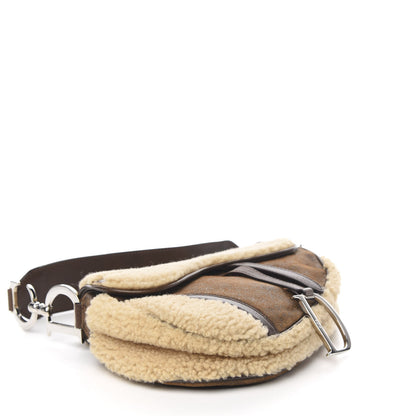 Christian Dior Shearling Flight Saddle Bag Brown 3 of 9