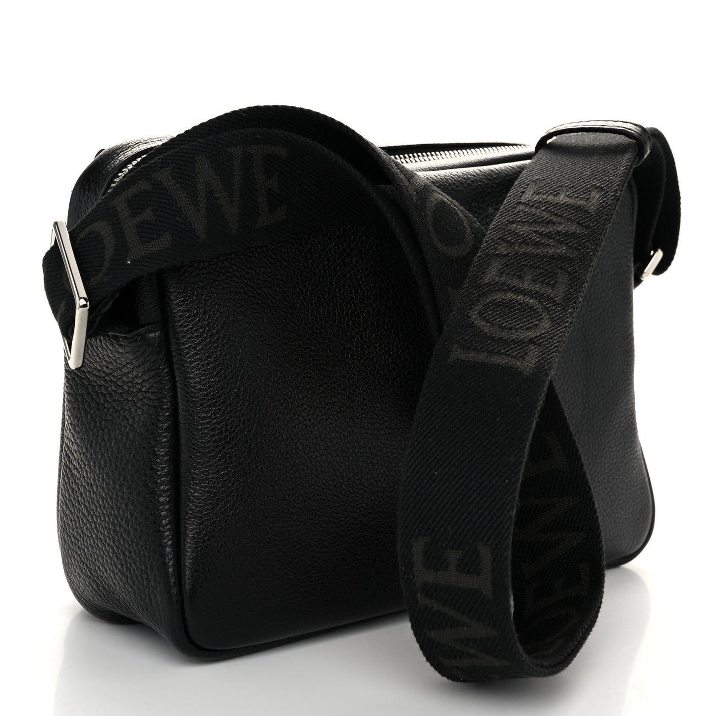 Supple Grained Calfskin Medium Messenger Bag Black