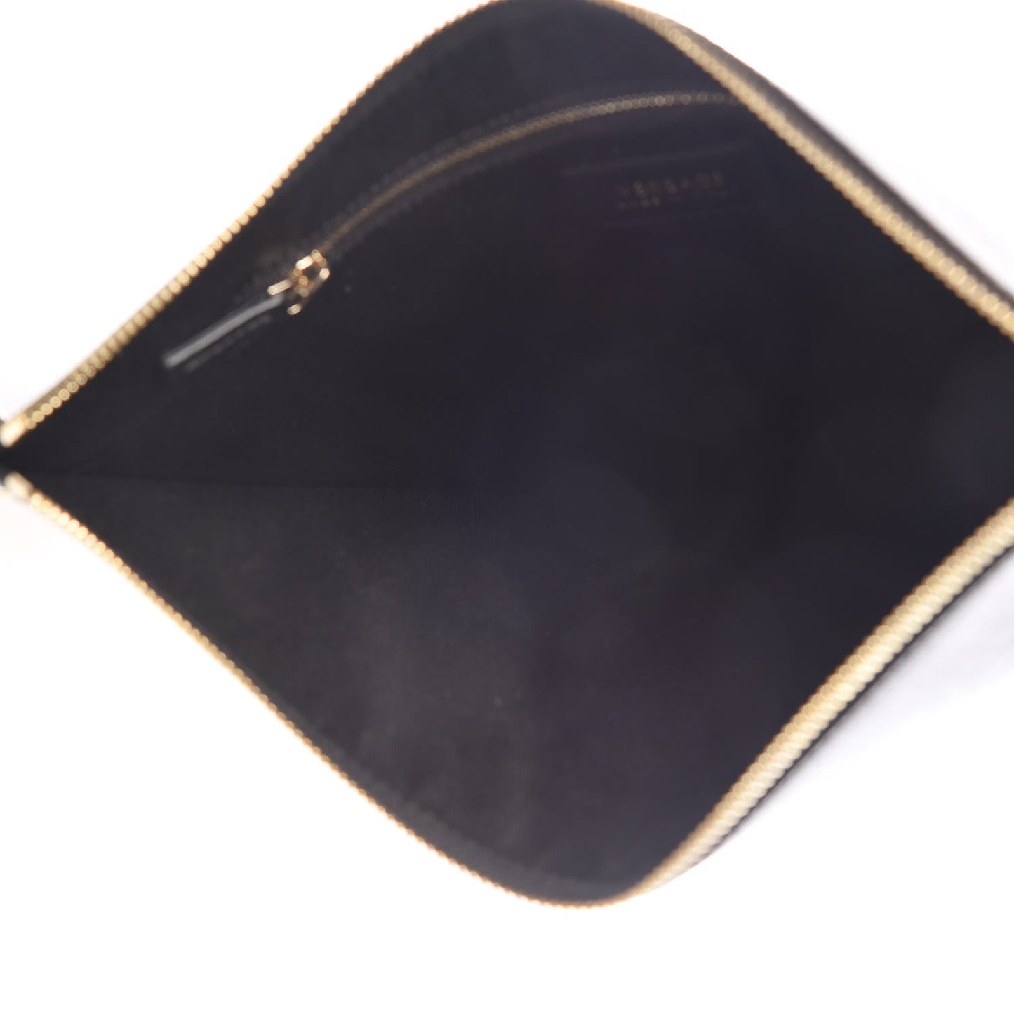 Vitello Saffiano Barocco Print Pochette Black Gold
