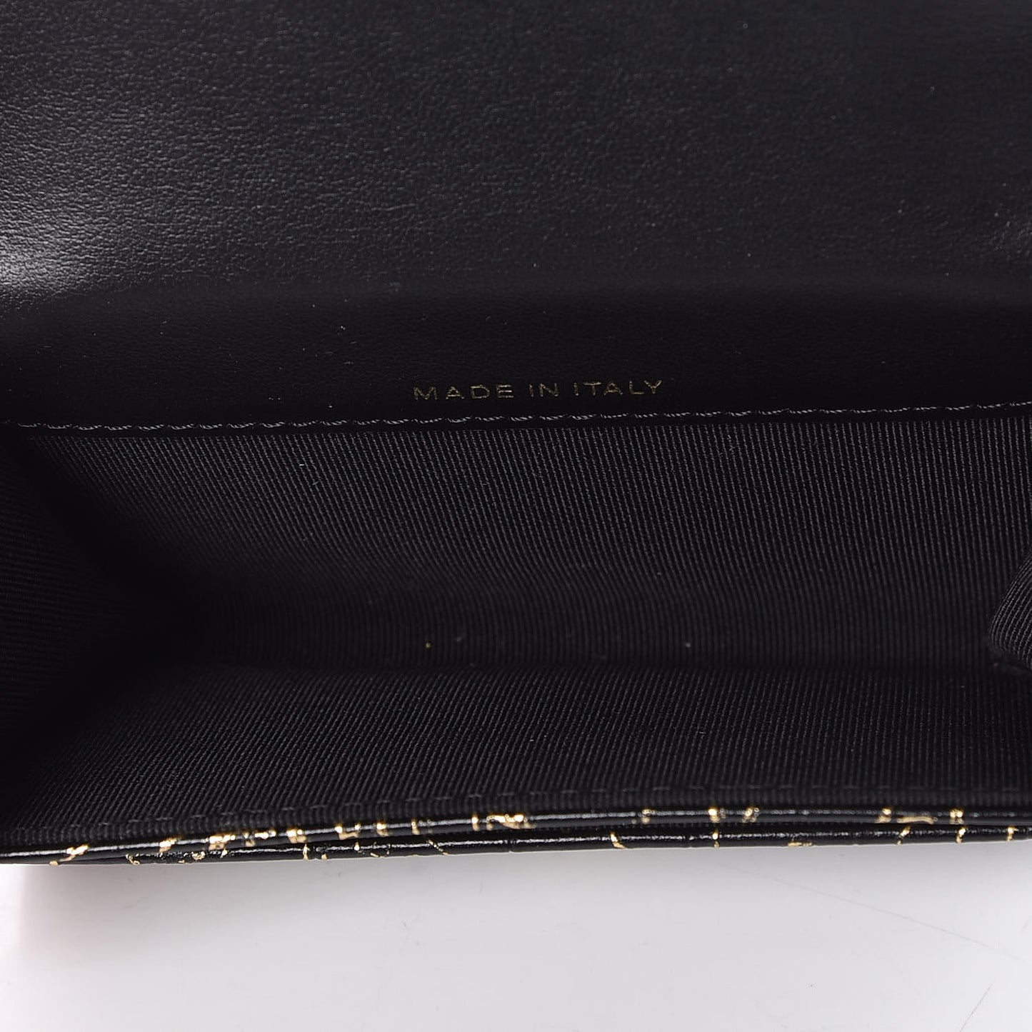 Calfskin Crocodile Embossed Graffiti 2.55 Cocodile Reissue Flap Card Holder Black Gold
