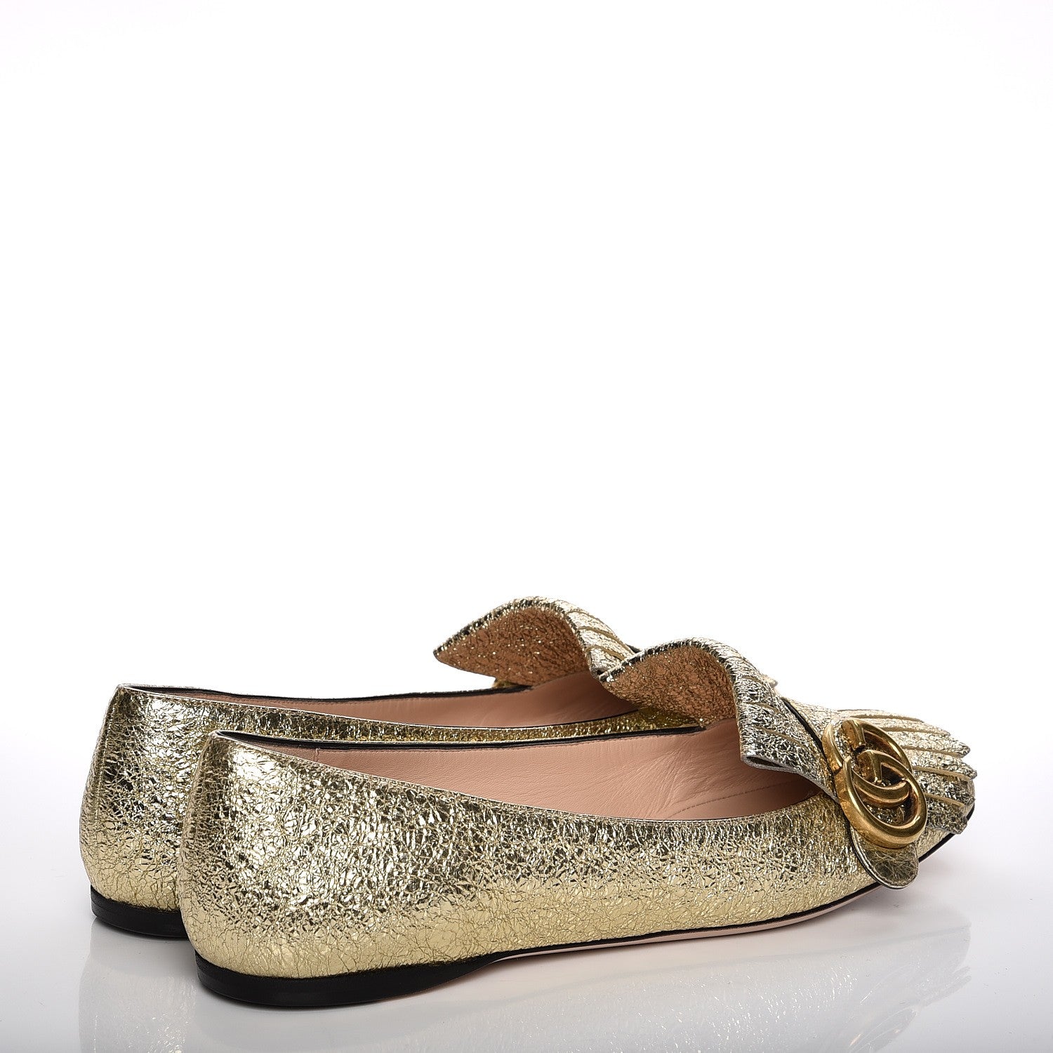 Gucci Galassia GG Marmont Fringe Flats 36.5 Platino 4 of 10