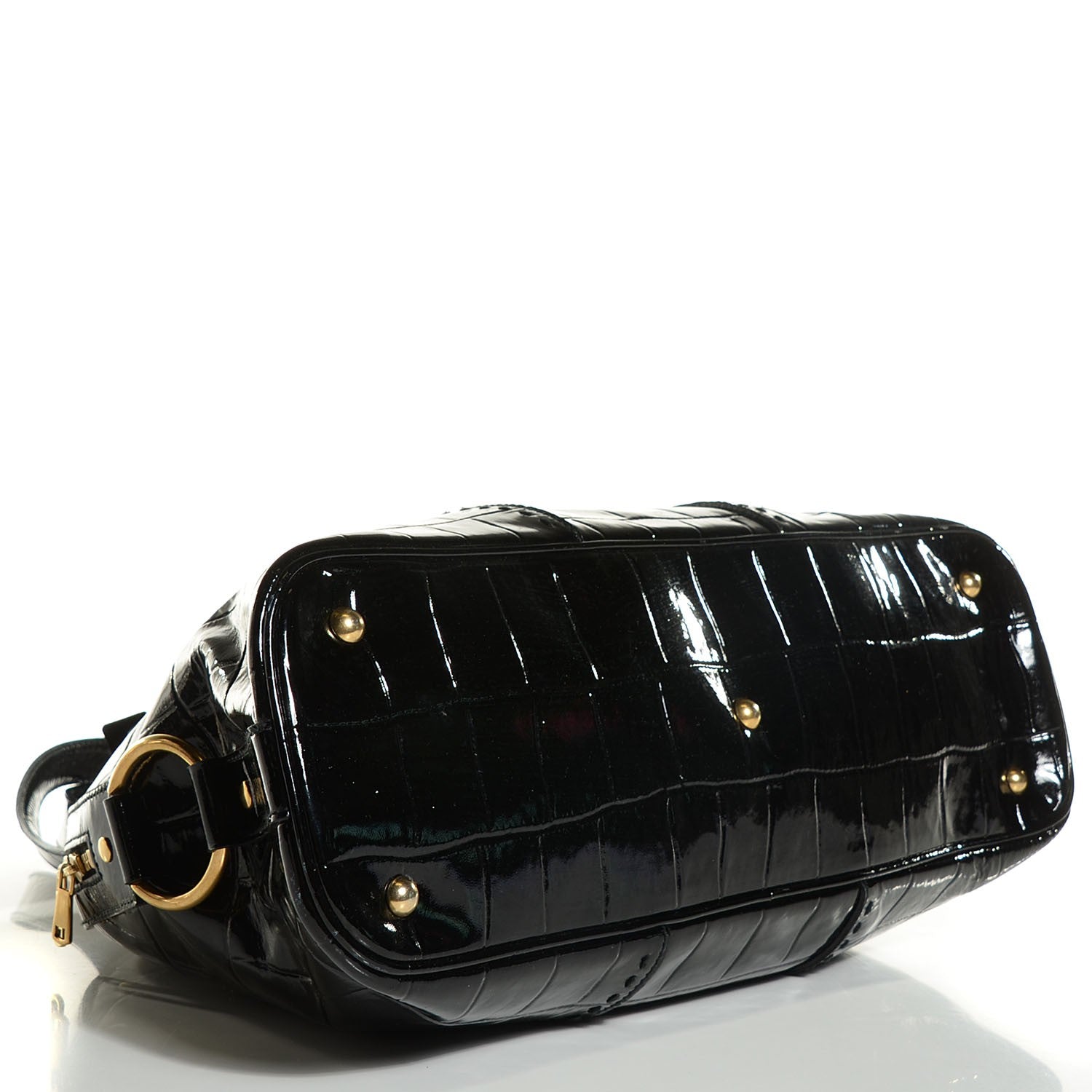 Saint Laurent Patent Crocodile Embossed Large Muse Black 4 of 8