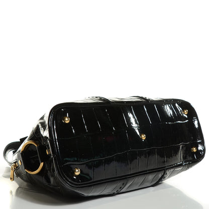 Saint Laurent Patent Crocodile Embossed Large Muse Black 4 of 8