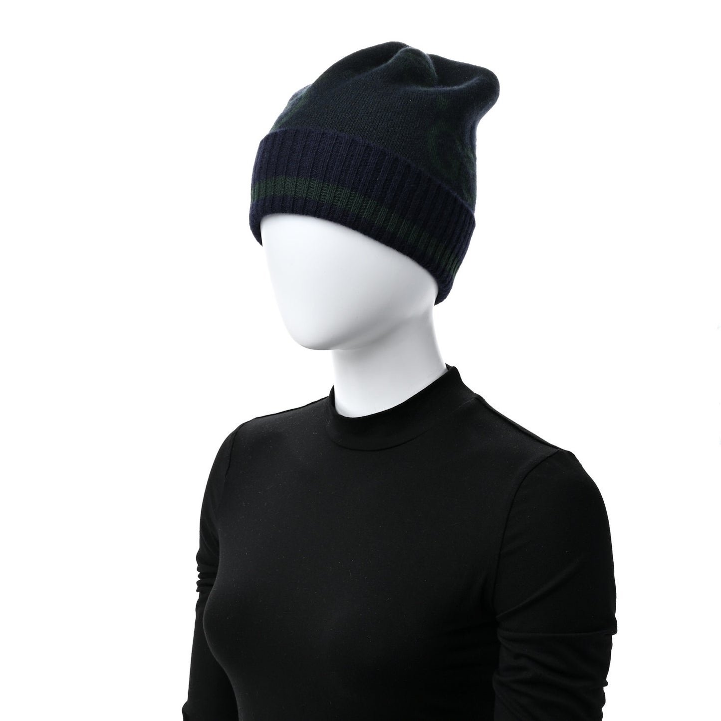 Cashmere Jacquard Monogram Jumbo GG Canvy Hat Beanie Hat M Blue Ivory