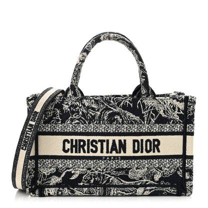 Christian Dior Canvas Embroidered Toile De Jouy Reverse Mini Book Tote With Strap Blue Multicolor 1 of 12