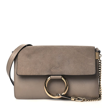 Chloe Suede Calfskin Small Faye Shoulder Bag Motty Grey 1 of 10