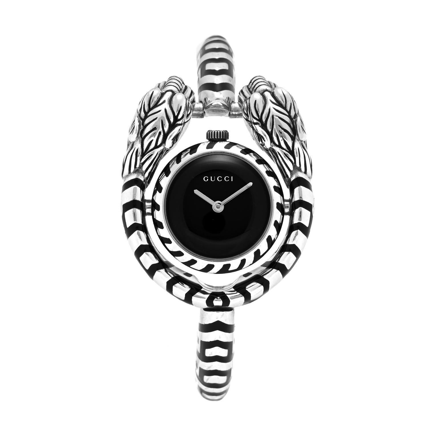 Gucci Sterling Silver Black Mother of Pearl 23mm Dionysus Quartz Watch 1 of 5