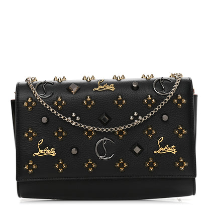 Christian Louboutin Grained Calfskin Spikes Loubinthesky Paloma Wallet On Chain Black Multimetal 1 of 11