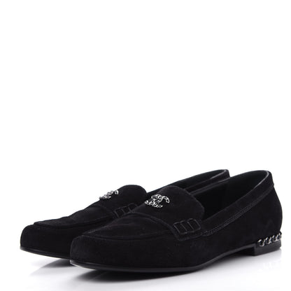 Chanel Suede Lambskin CC Chain Mocassin Loafers 40 Black 3 of 11